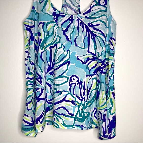 < Lilly Pulitzer Floral/Bird Print Racerback Tank Top > - Picture 4 of 5